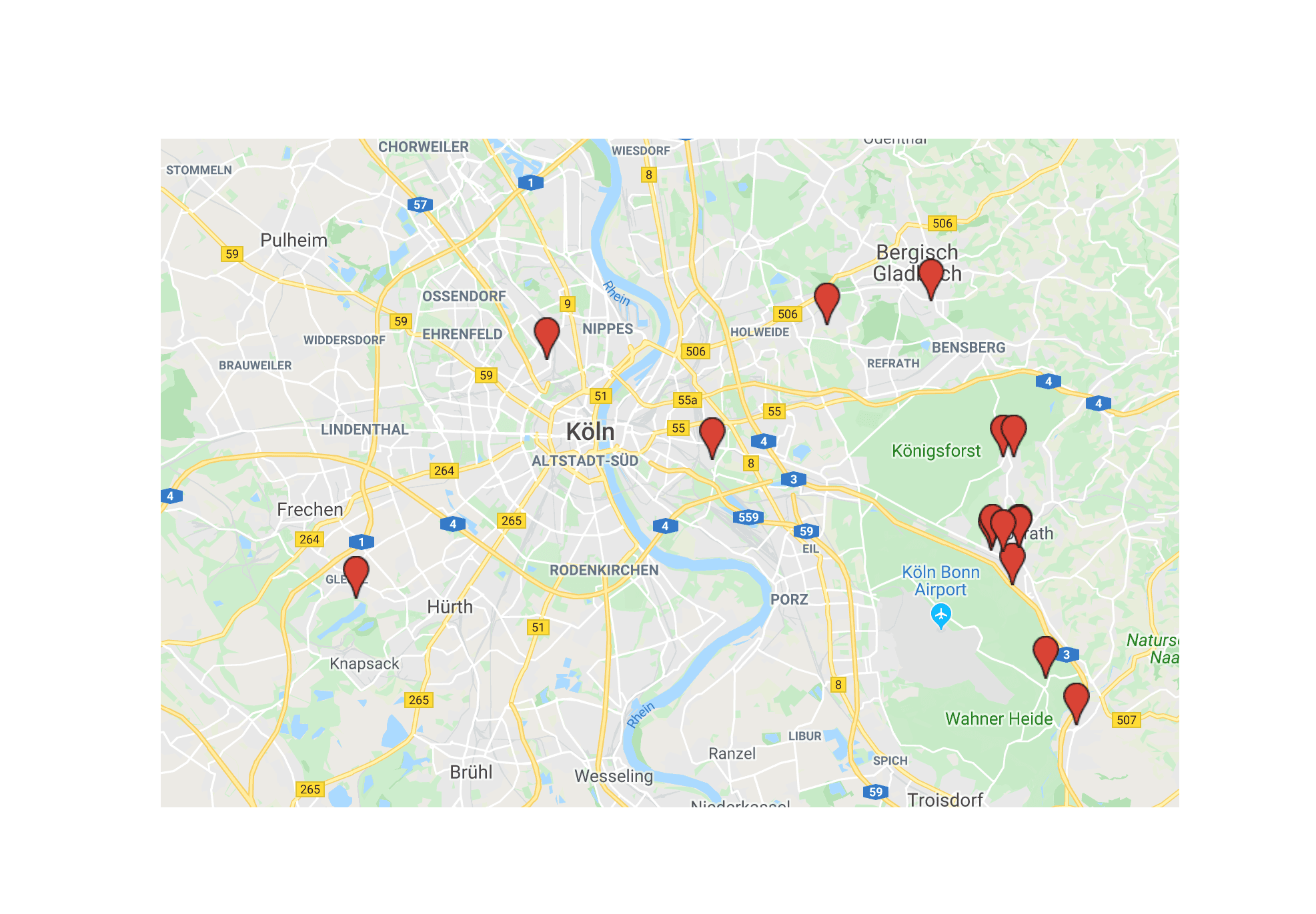 Lage im Großraum Köln